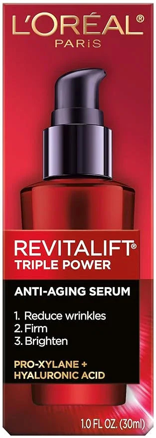 L'Oreal Paris Revitalift Triple Power Anti-Aging Concentrated Face Serum, Hyaluronic Acid and Pro-Xylane, Reduces Wrinkles 1 oz - Exotic Pro