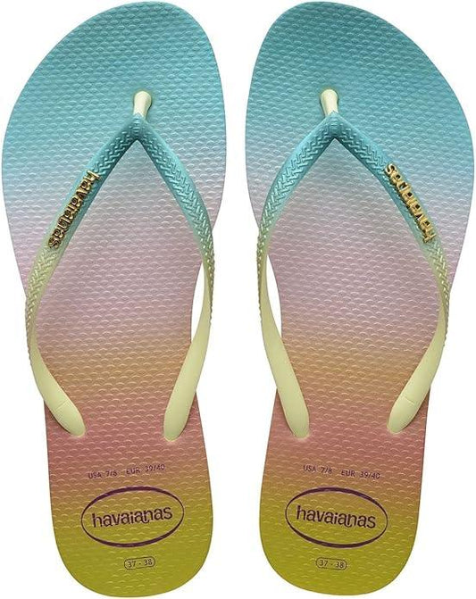 Havaianas Slim Gradient Sunset Flip Flop Sandals - Lime Green (Size 39/40 Brazil, US Men's 7/8, Women's 9/10) - Exotic Pro