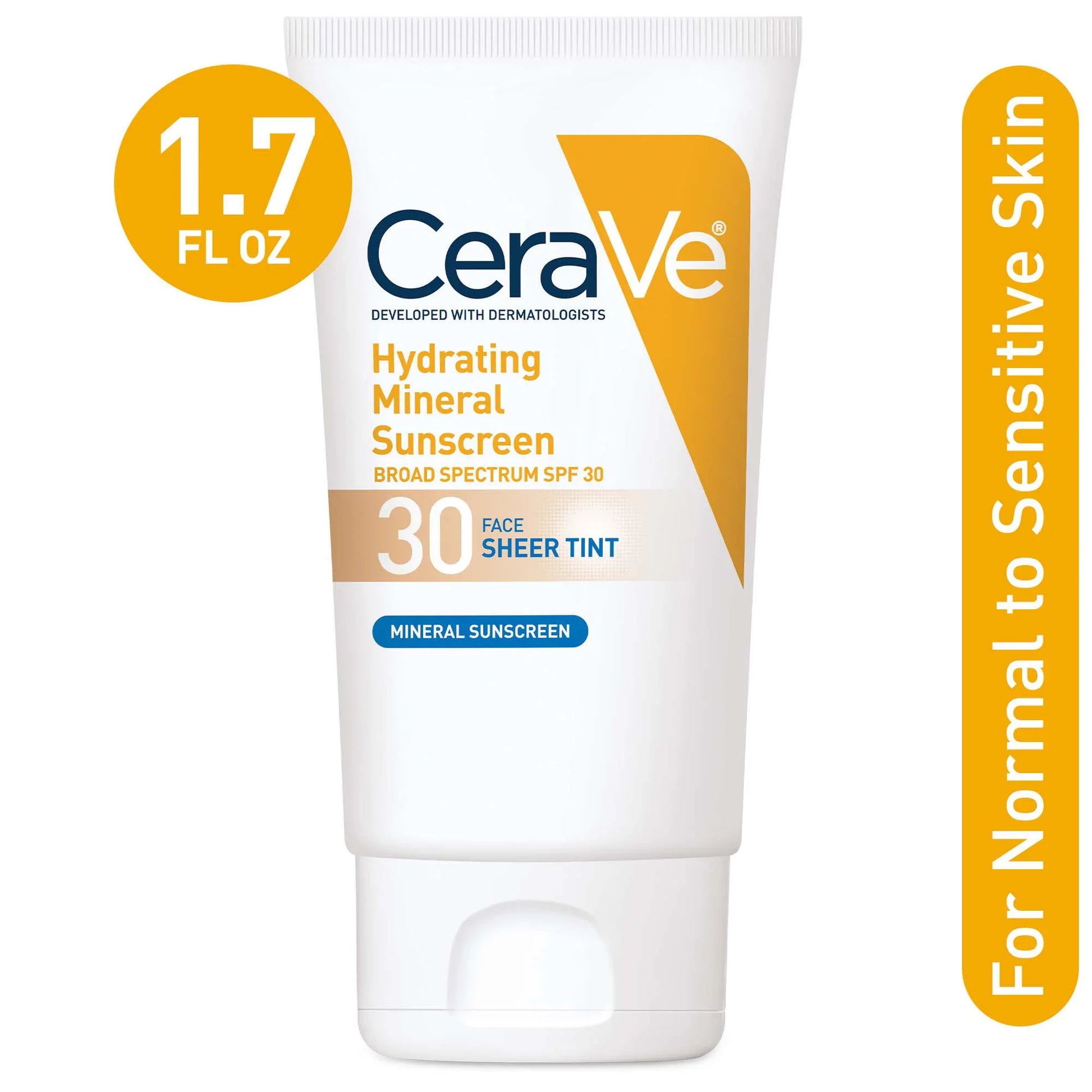 CeraVe Hydrating Mineral Sunscreen, Sheer Tint Facial SPF 30, 1.7 fl oz. - Exotic Pro