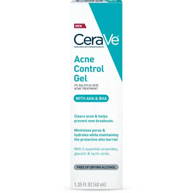 CeraVe Salicylic Acid Acne Control Gel Treatment, Acne Treatment for Face, 1.35 fl oz. - Exotic Pro