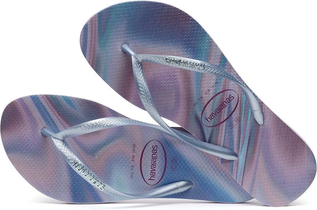 Havaianas Women's Slim Iridescent Flip Flop Sandals - Quiet Lilac (Size 9/10) - Exotic Pro