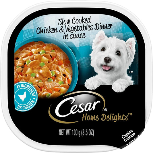 Cesar Home Delights Chicken &amp; Veggies Wet Dog Food, 3.5oz (Pack of 2) - Exotic Pro