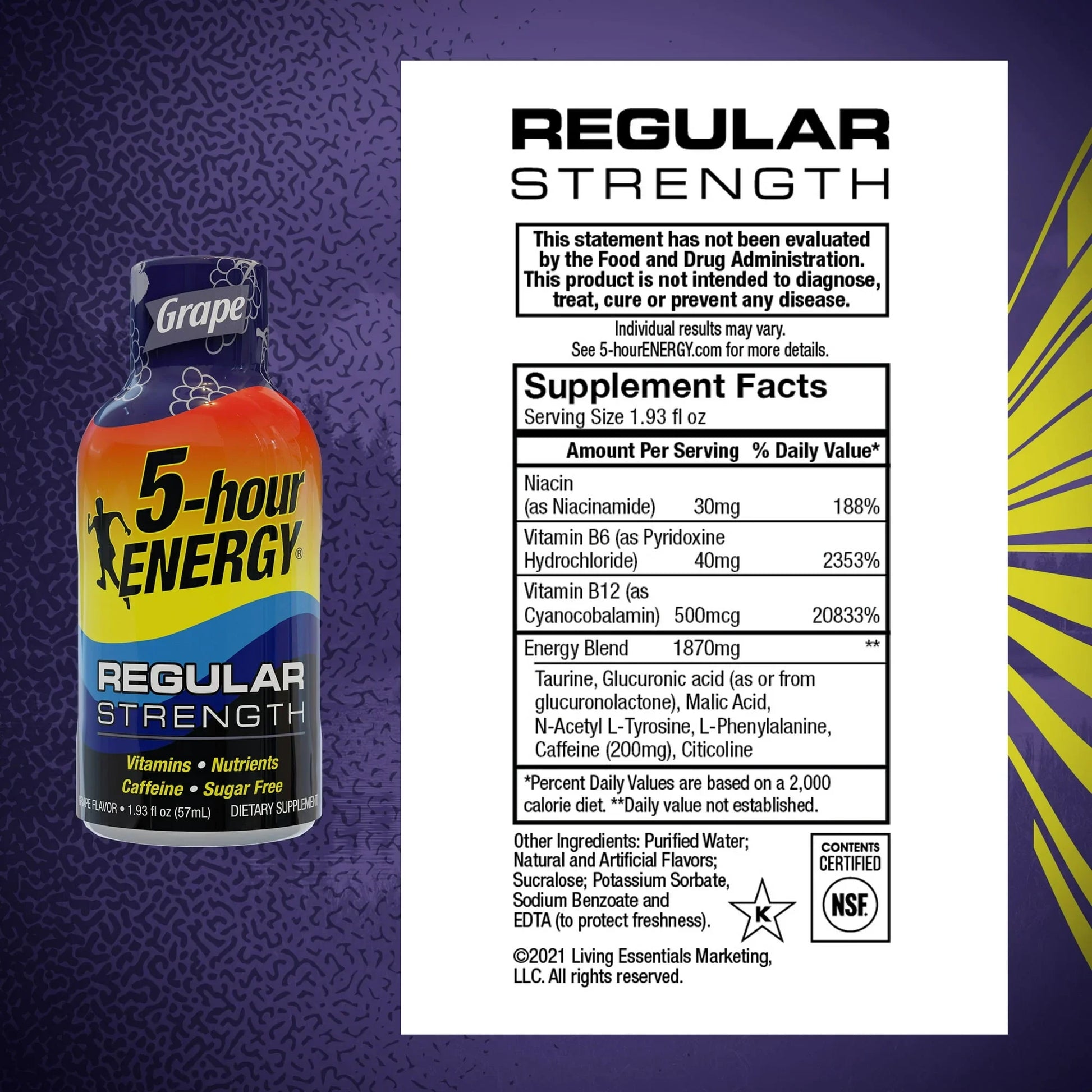 5-hour ENERGY Shot, Regular Strength, Grape Flavor, 2 Pack - Exotic Pro