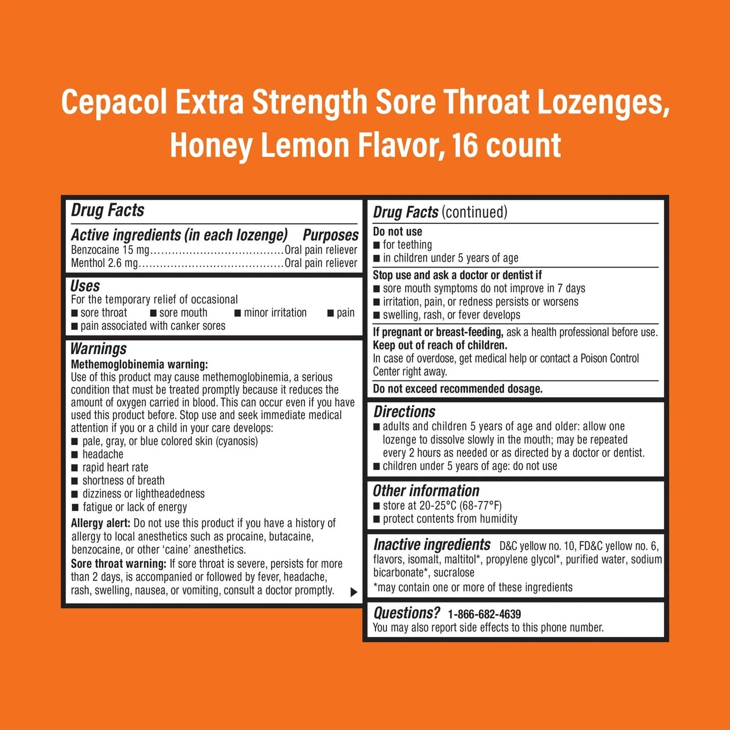 Cepacol Extra Strength Sore Throat Lozenges, Honey Lemon, 16 Ct - Exotic Pro