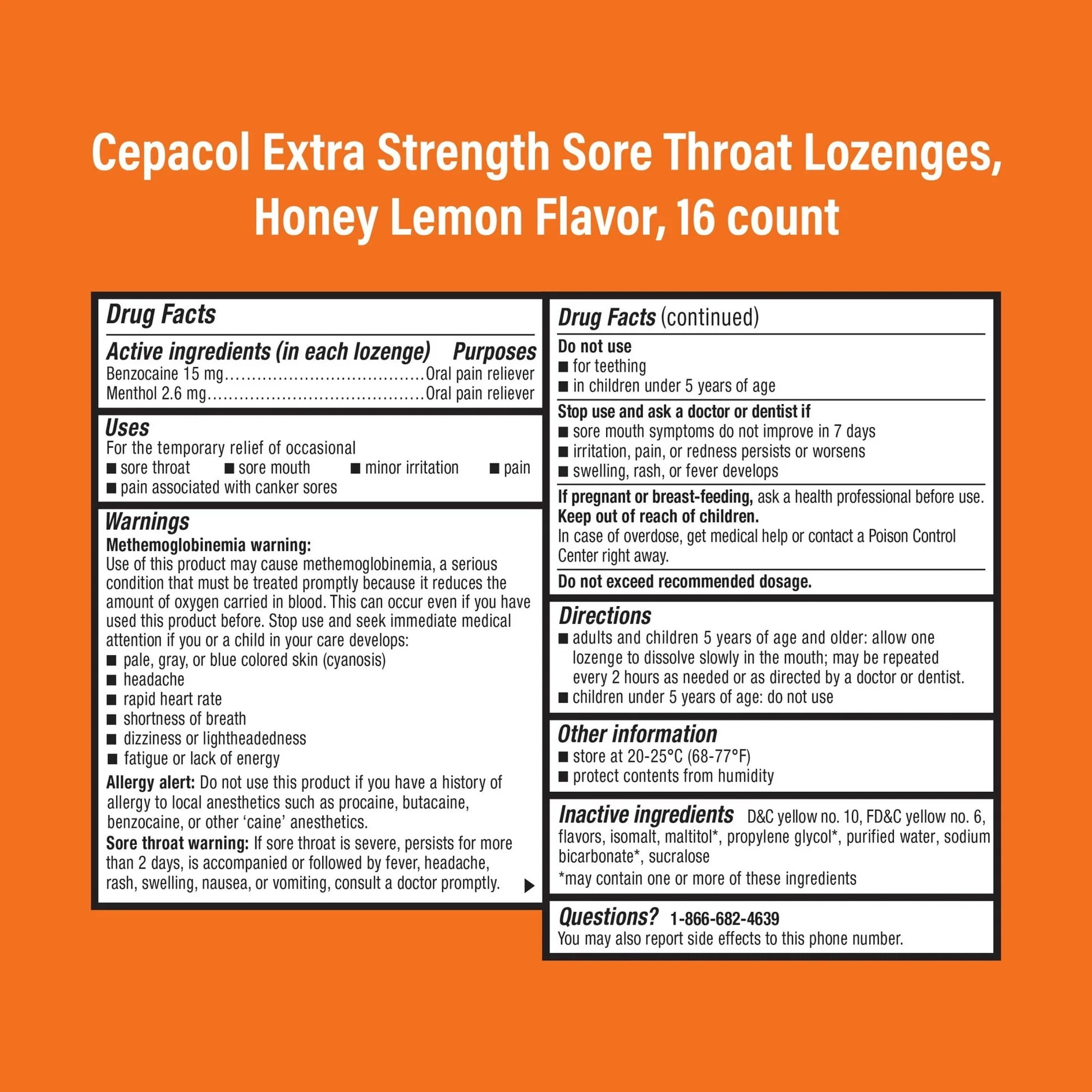Cepacol Extra Strength Sore Throat Lozenges, Honey Lemon, 16 Ct - Exotic Pro