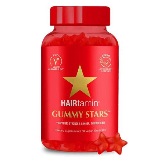 HAIRtamin Star Gummy Hair Vitamins | Biotin Gummies Vegan Hair Supplement Multivitamin for Fast Hair Growth, Skin, Nail for Women & Men