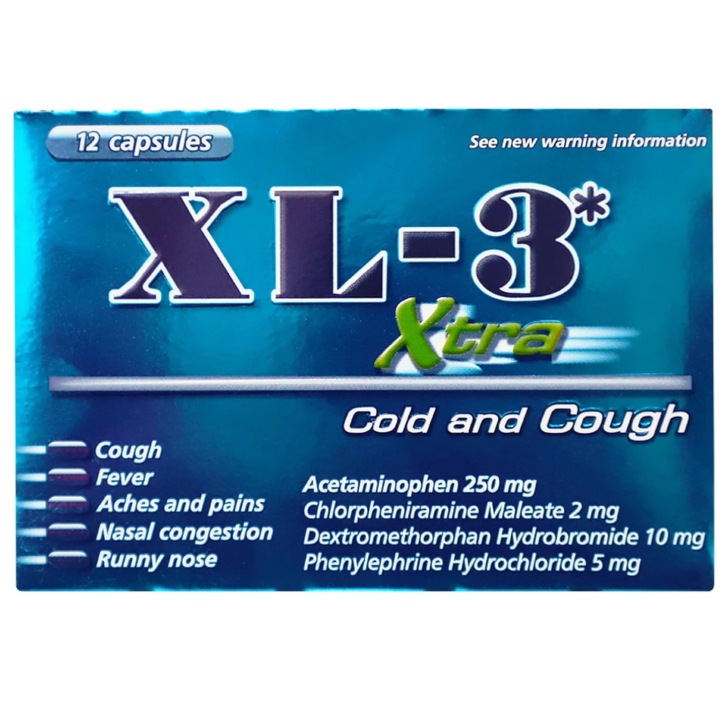 XL-3 Xtra Cold & Cough Capsules, Multi-Symptom Relief, 12 Ct - Exotic Pro