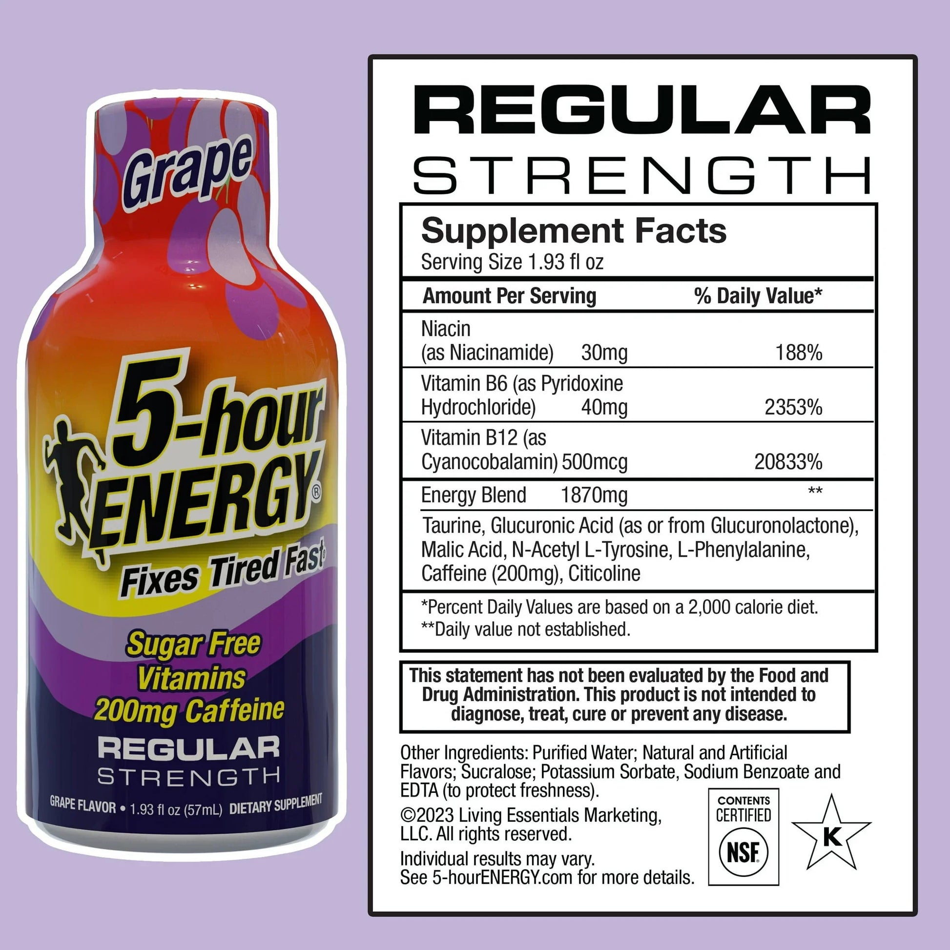 5-hour ENERGY Shot, Regular Strength, Grape Flavor, 6 Count Pack - Exotic Pro