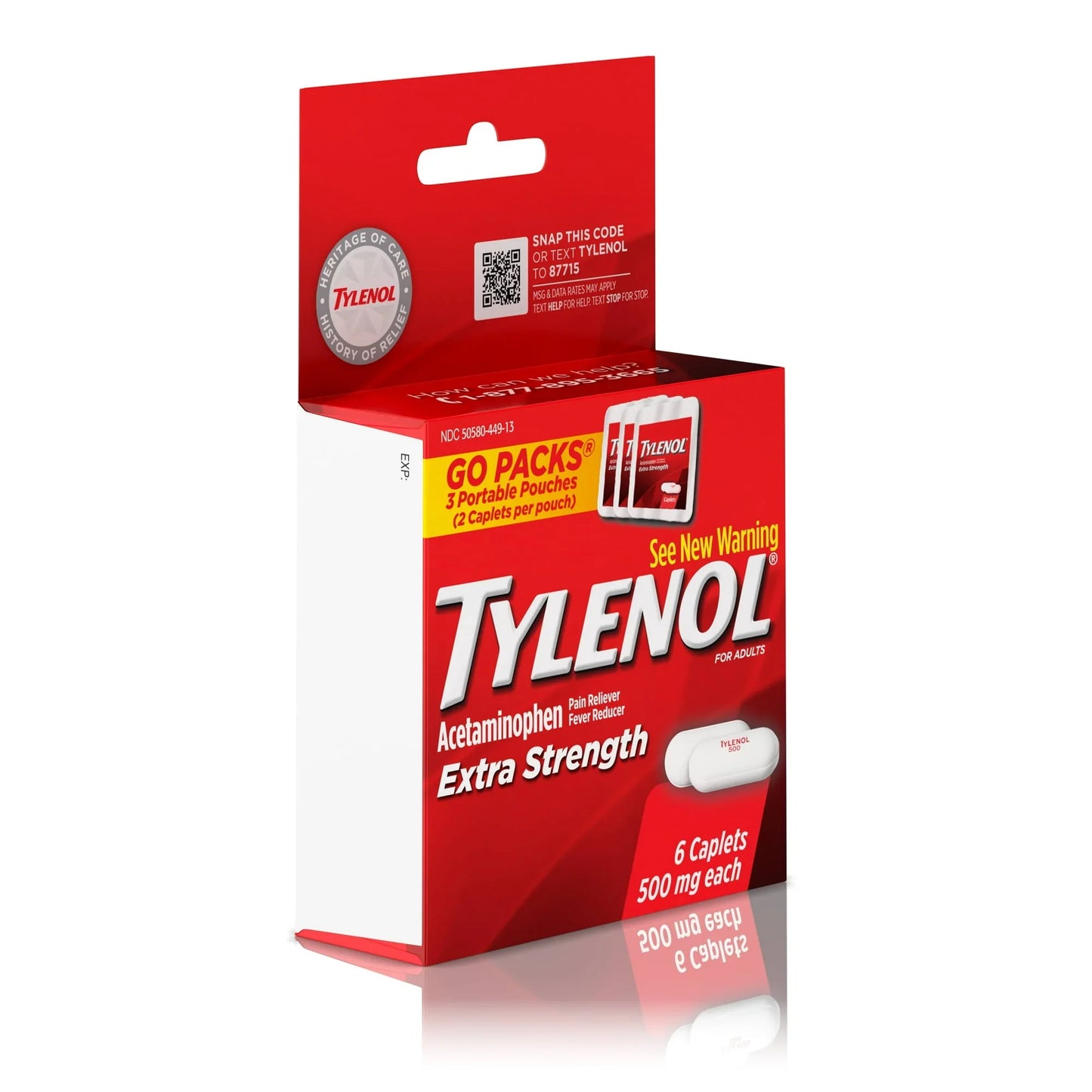 Tylenol Extra Strength 500mg Caplets, Travel Size Pain Relief, 6 Ct - Exotic Pro