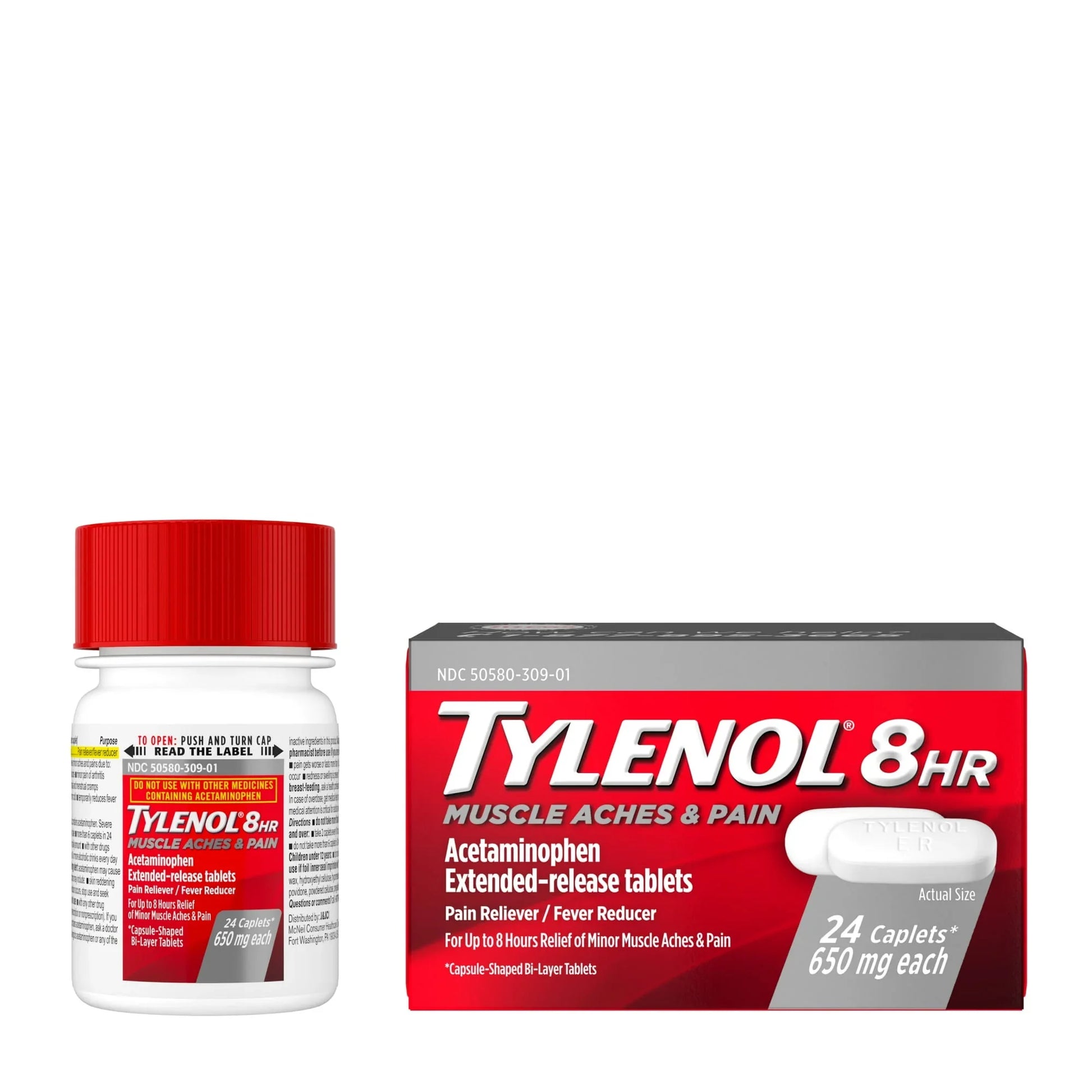 Tylenol 8 Hour Muscle Aches & Pain Relief Caplets, 650mg, 24 Ct - Exotic Pro