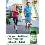 Iron Ferrous Sulfate 65mg | 120 Vegetarian Tablets | Non-GMO and Gluten Free Supplement | By Nature&