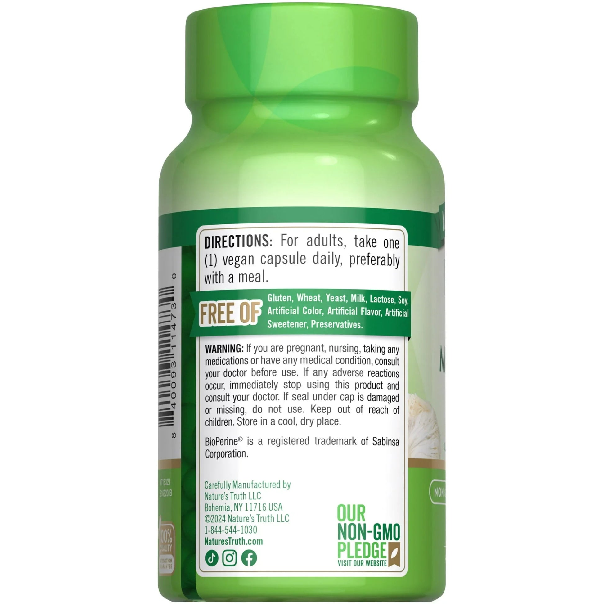 Nature’s Truth Lion’s Mane Mushroom 2100mg Supplement – 50 Capsules - Exotic Pro