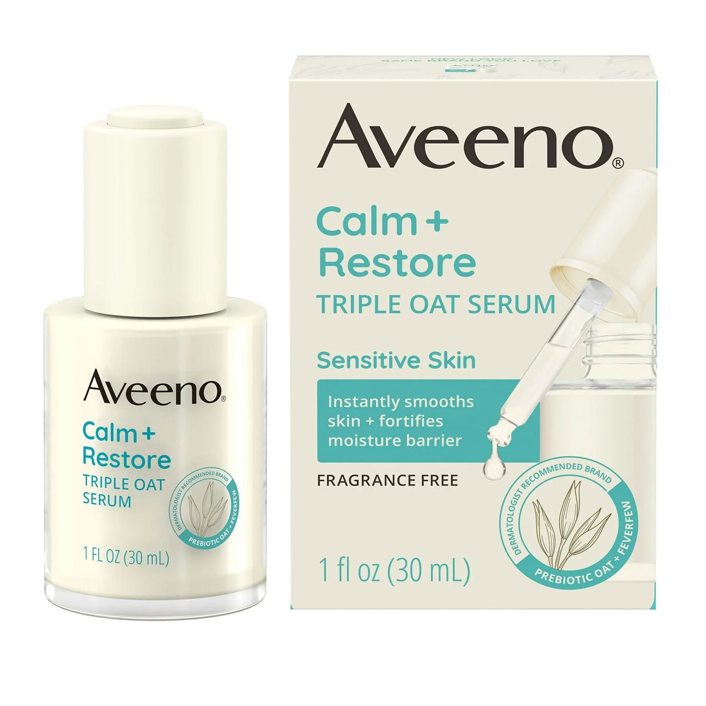 Aveeno Calm + Restore Triple Oat Hydrating Face Serum for Sensitive Skin - 1 fl oz - Exotic Pro