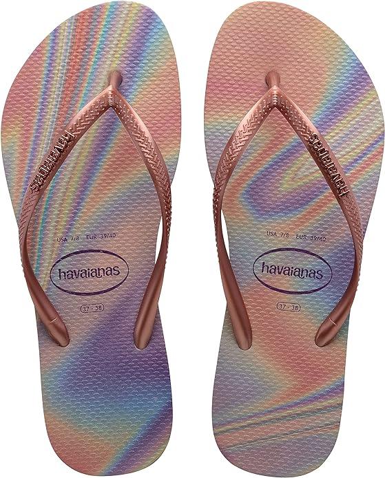 Havaianas Women's Slim Iridescent Flip Flop Sandals - Quiet Lilac (Size 9/10) - Exotic Pro