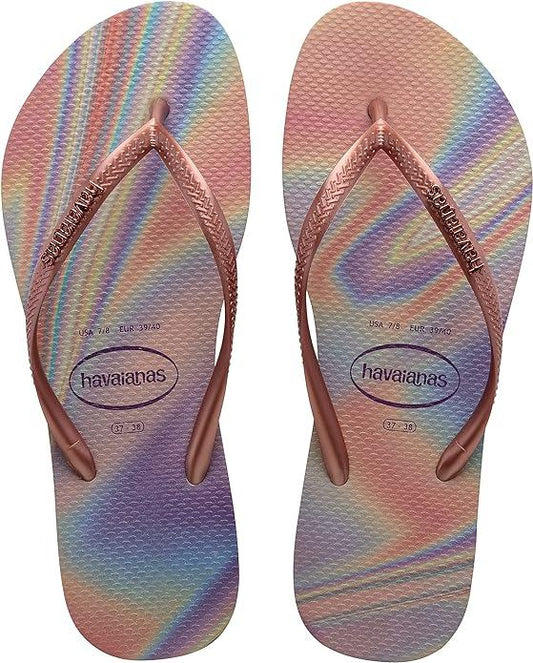 Havaianas Women's Slim Iridescent Flip Flop Sandals - Quiet Lilac (Size 9/10) - Exotic Pro