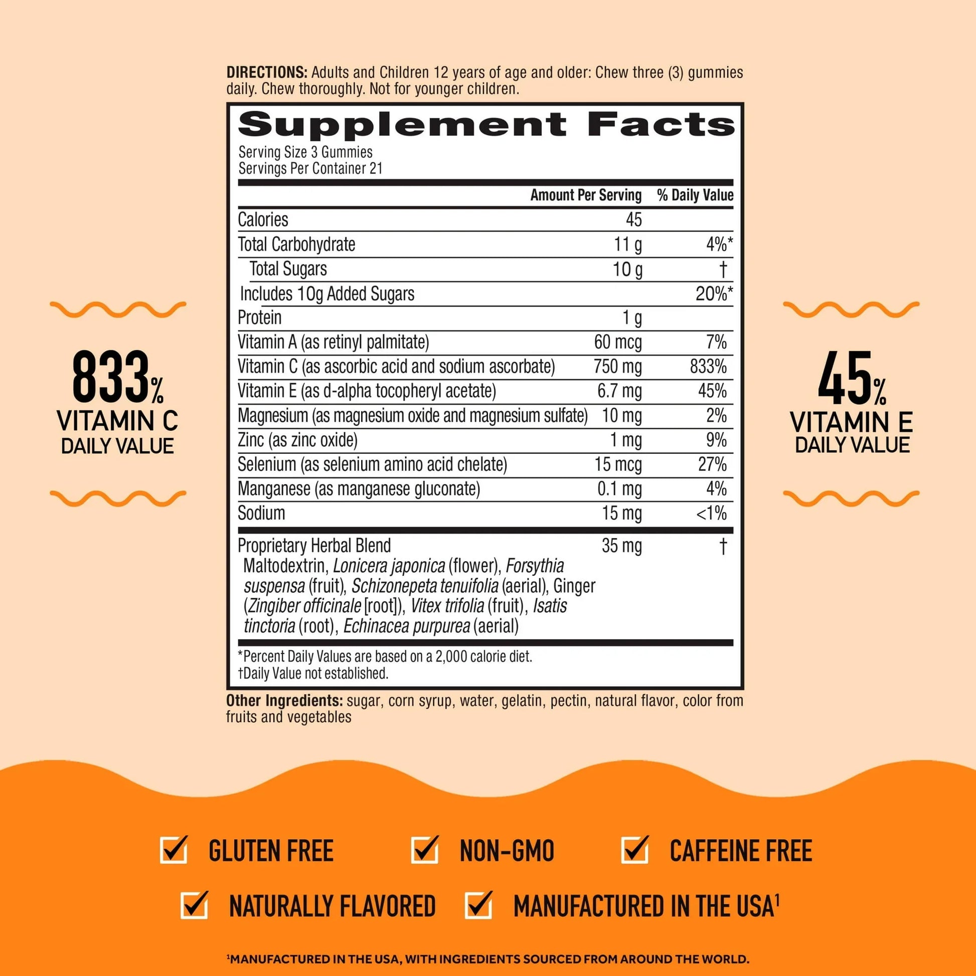 Airborne Immune Support Gummies with 750mg Vitamin C – 42 Count - Exotic Pro