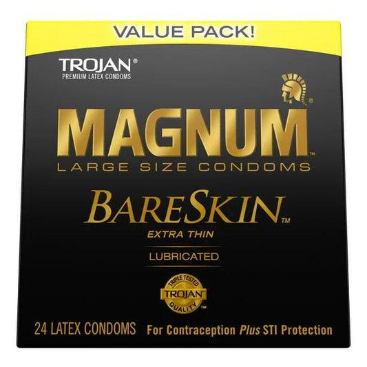 TROJAN Magnum BareSkin Lubricated Large Condoms, Lubricated Condoms, 24 Count Value Pack - Exotic Pro