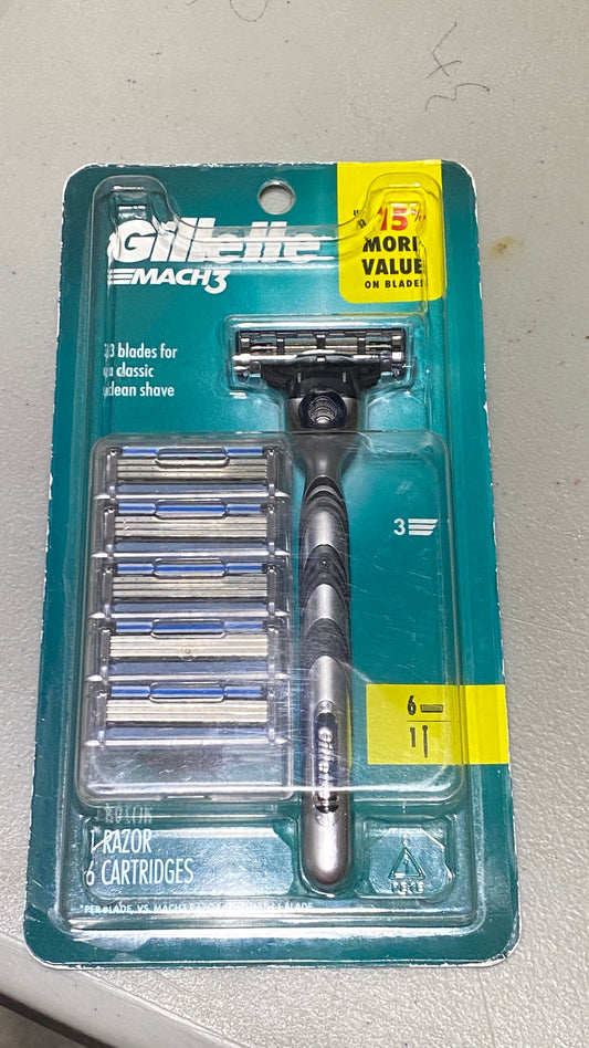 Gillette Mach3 Men's Razor + 6 Cartridges Blade Refills