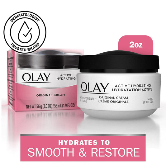 Olay Skincare Active Hydrating Facial Cream, Fights Fine Lines &amp; Wrinkles for Dry Skin, 1.9 fl oz