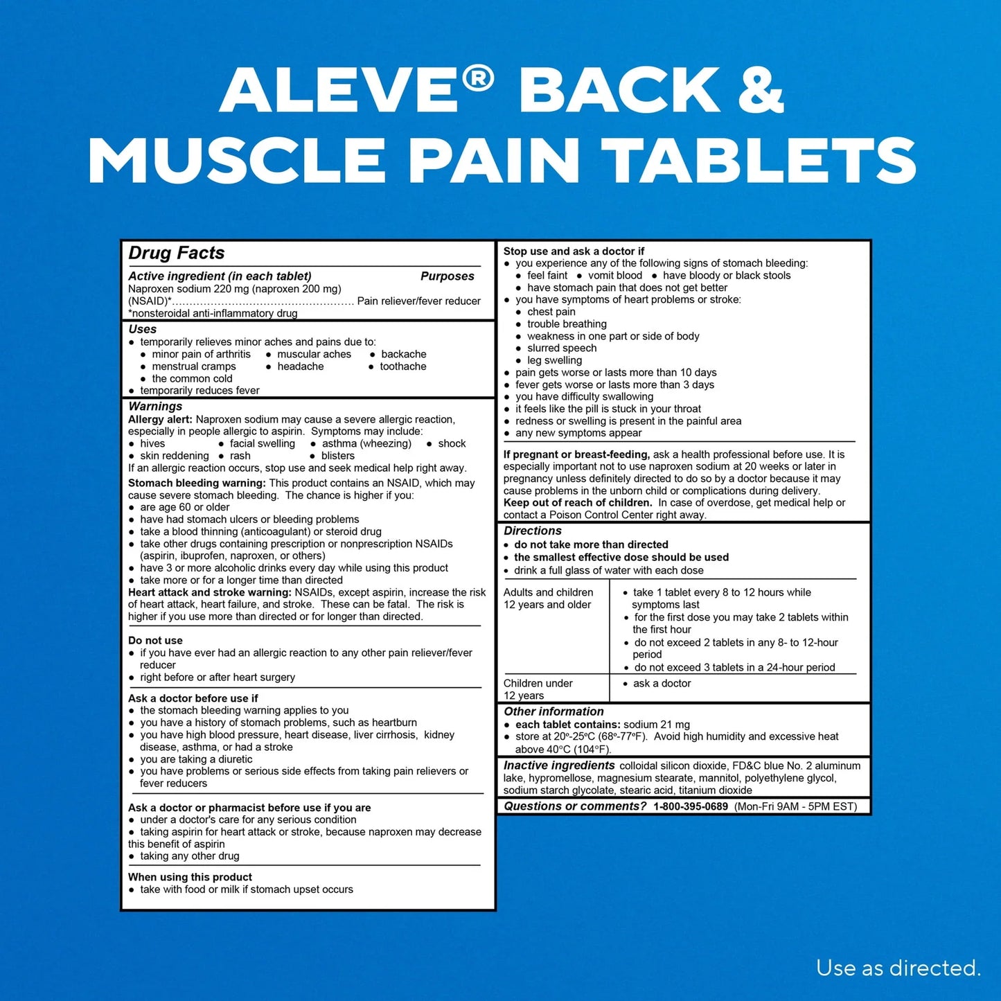 Aleve Back & Muscle Pain Relief Naproxen Sodium Tablets – 50 Count - Exotic Pro