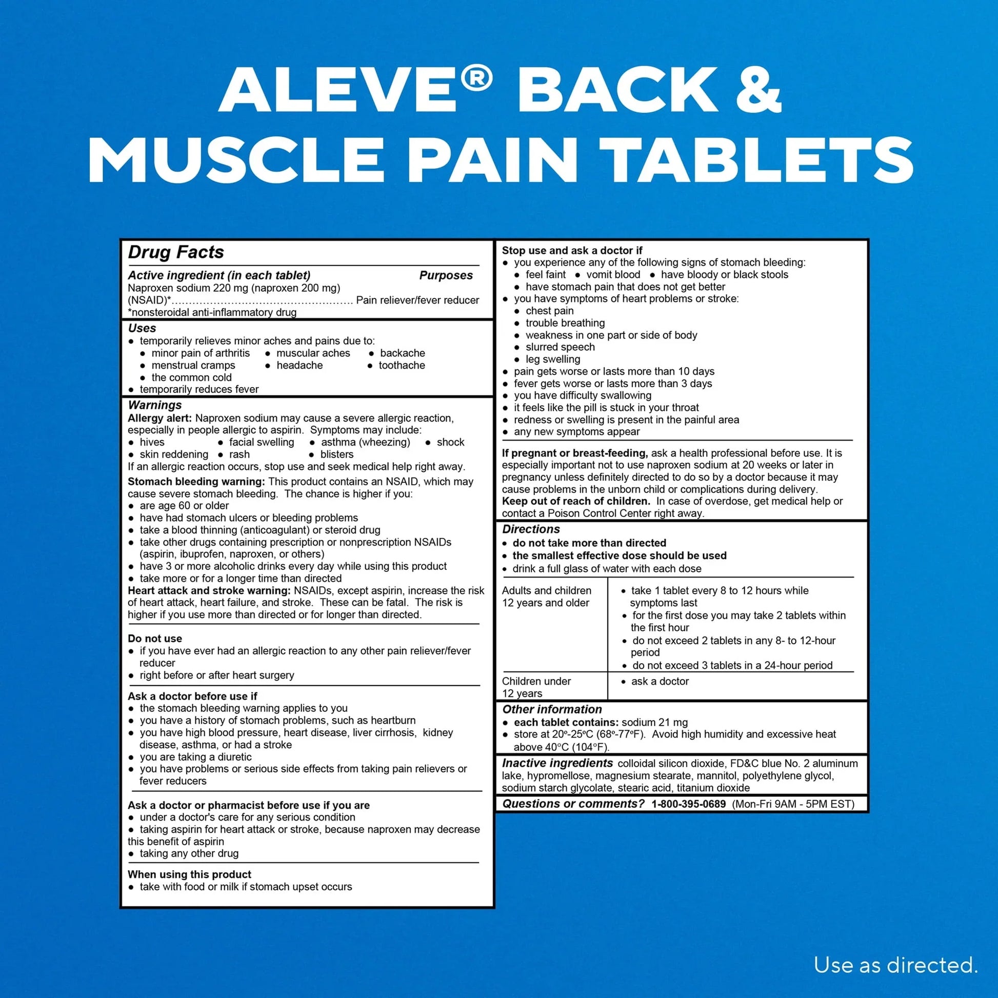 Aleve Back & Muscle Pain Relief Naproxen Sodium Tablets – 50 Count - Exotic Pro