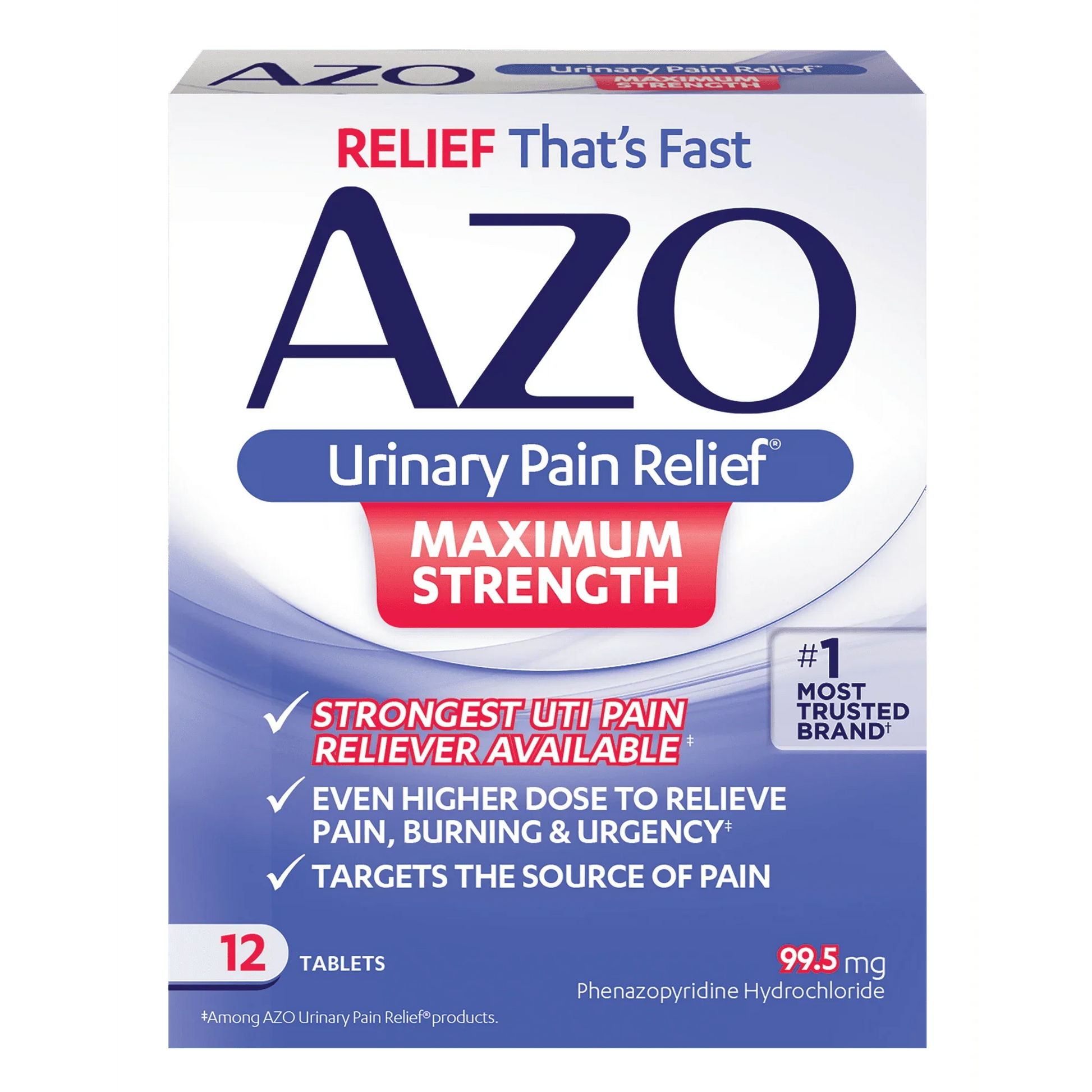 AZO Standard Maximum Strength Urinary Pain Relief Tablets, 12 Count - Exotic Pro