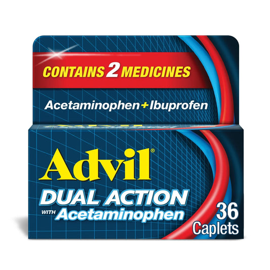 Advil Dual Action Caplets – Ibuprofen & Acetaminophen Pain Relief, 36 Ct - Exotic Pro