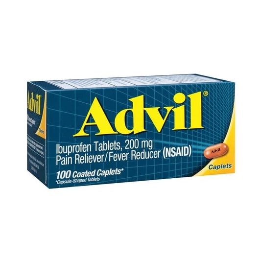 Advil Caplets – 200mg Ibuprofen Pain & Fever Relief, Coated, 100 Ct - Exotic Pro