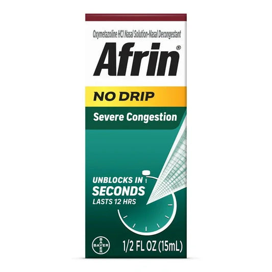 Afrin No Drip Severe Congestion Nasal Spray – 15mL Pump Bottle - Exotic Pro
