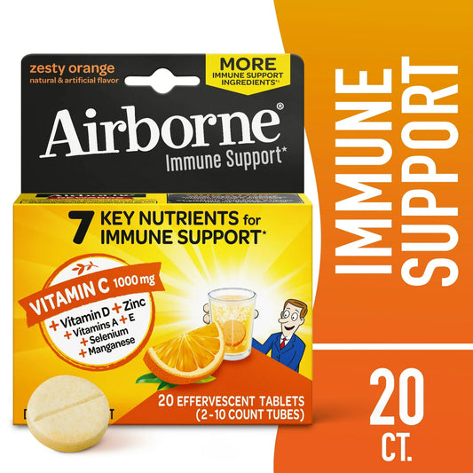 Airborne Vitamin C 1000mg Immune Support Effervescent Tablets, 20 Ct - Exotic Pro