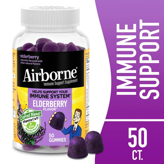 Airborne Immune Support Gummies with Vitamin C & Zinc, Elderberry, 50 Ct - Exotic Pro