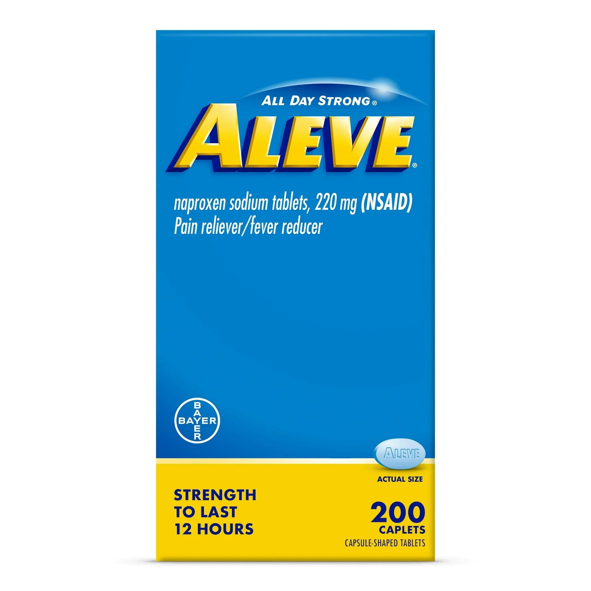 Aleve Pain Reliever & Fever Reducer Caplets with Naproxen – 200 Count - Exotic Pro