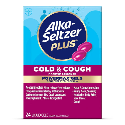 Alka-Seltzer Plus PowerMax Cold & Cough Liquid Gels, 24 Ct - Exotic Pro