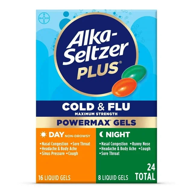 Alka-Seltzer Plus PowerMax Cold & Flu Day & Night Liquid Gels, 24 Ct - Exotic Pro