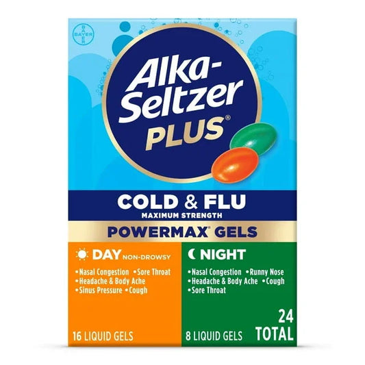 Alka-Seltzer Plus PowerMax Cold & Flu Day & Night Liquid Gels, 24 Ct - Exotic Pro