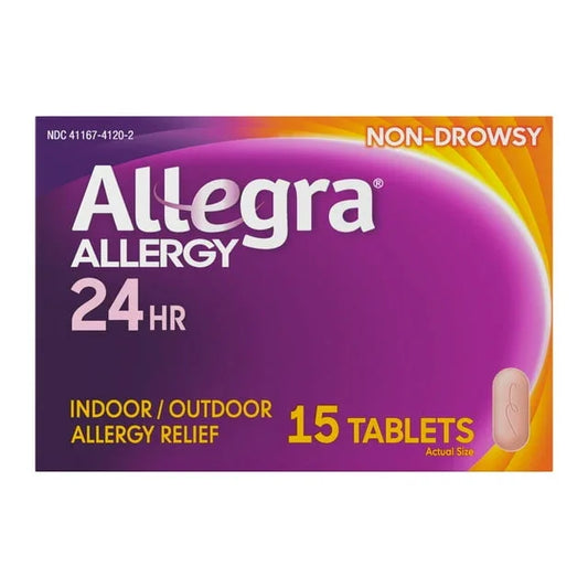 Allegra 24-Hour Allergy Relief, 180mg Fexofenadine HCI, Non-Drowsy, 15 Ct - Exotic Pro