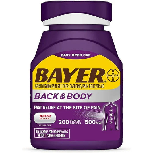 Bayer Back & Body Extra Strength Aspirin with Caffeine – 200 Caplets - Exotic Pro
