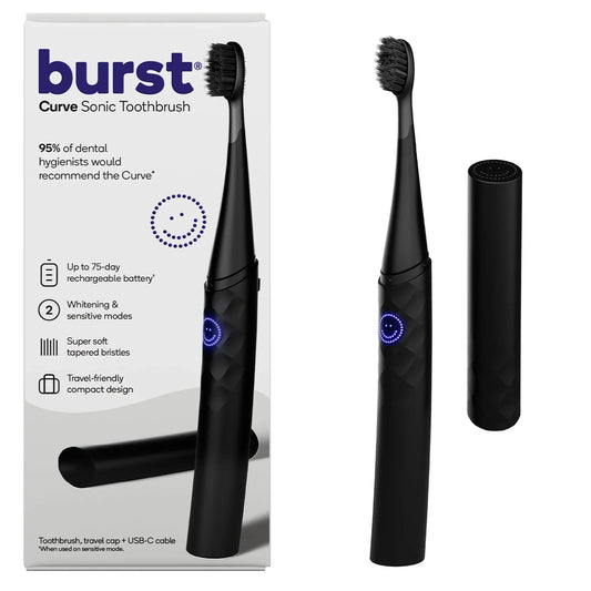 BURST Curve Sonic Rechargeable Electric Toothbrush with Timer – Black - Exotic Pro