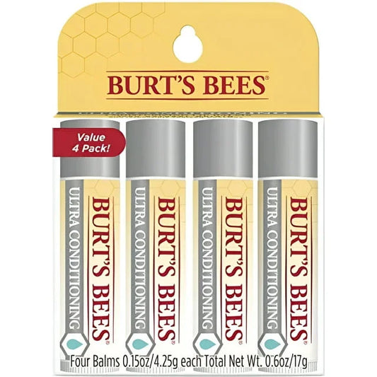 Burt's Bees Lip Balm 4-Pack | Ultra Conditioning Holiday Gift Set, 100% Natural - Exotic Pro