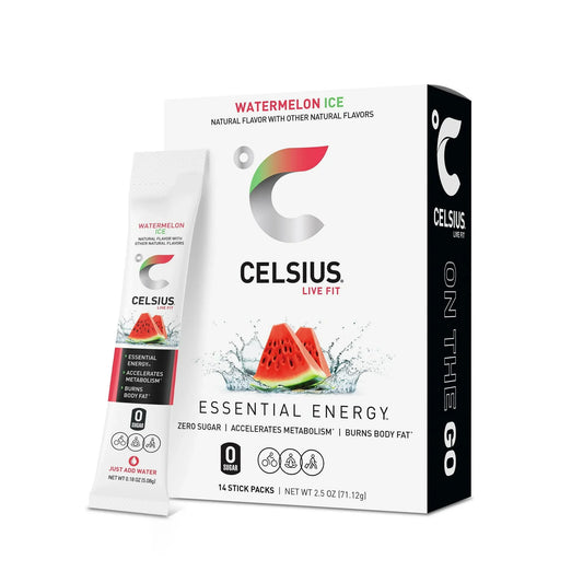 CELSIUS On-The-Go Energy Drink Mix Watermelon Ice | 14 Stick Packs - Exotic Pro