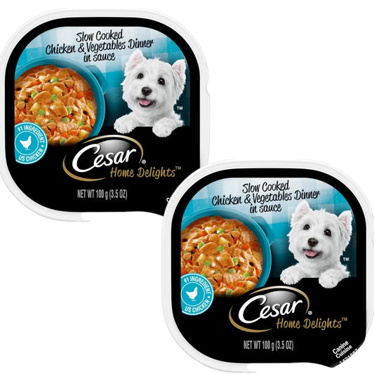 Cesar Home Delights Chicken &amp; Veggies Wet Dog Food, 3.5oz (Pack of 2) - Exotic Pro