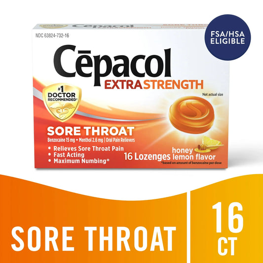 Cepacol Extra Strength Sore Throat Lozenges, Honey Lemon, 16 Ct - Exotic Pro