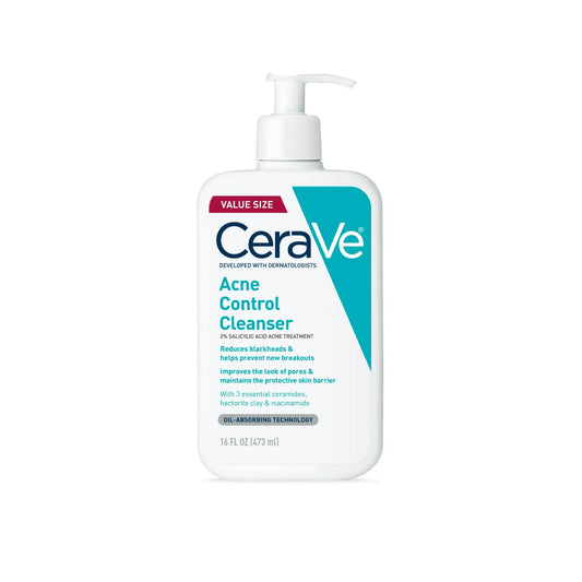 CeraVe Acne Control Cleanser with 2% Salicylic Acid – Face Wash, 8 oz - Exotic Pro