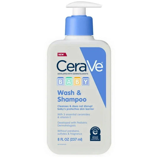 CeraVe Baby Wash & Shampoo, Tear-Free Cleanser for Sensitive Skin, 8 fl oz - Exotic Pro