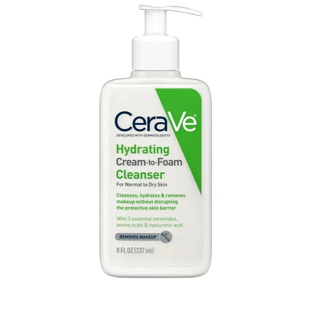 CeraVe Hydrating Cream-to-Foam Cleanser with Hyaluronic Acid, 8 fl oz - Exotic Pro