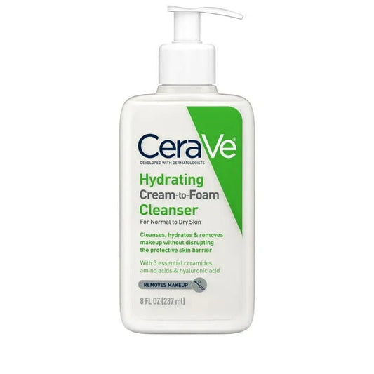 CeraVe Hydrating Cream-to-Foam Cleanser with Hyaluronic Acid, 8 fl oz - Exotic Pro