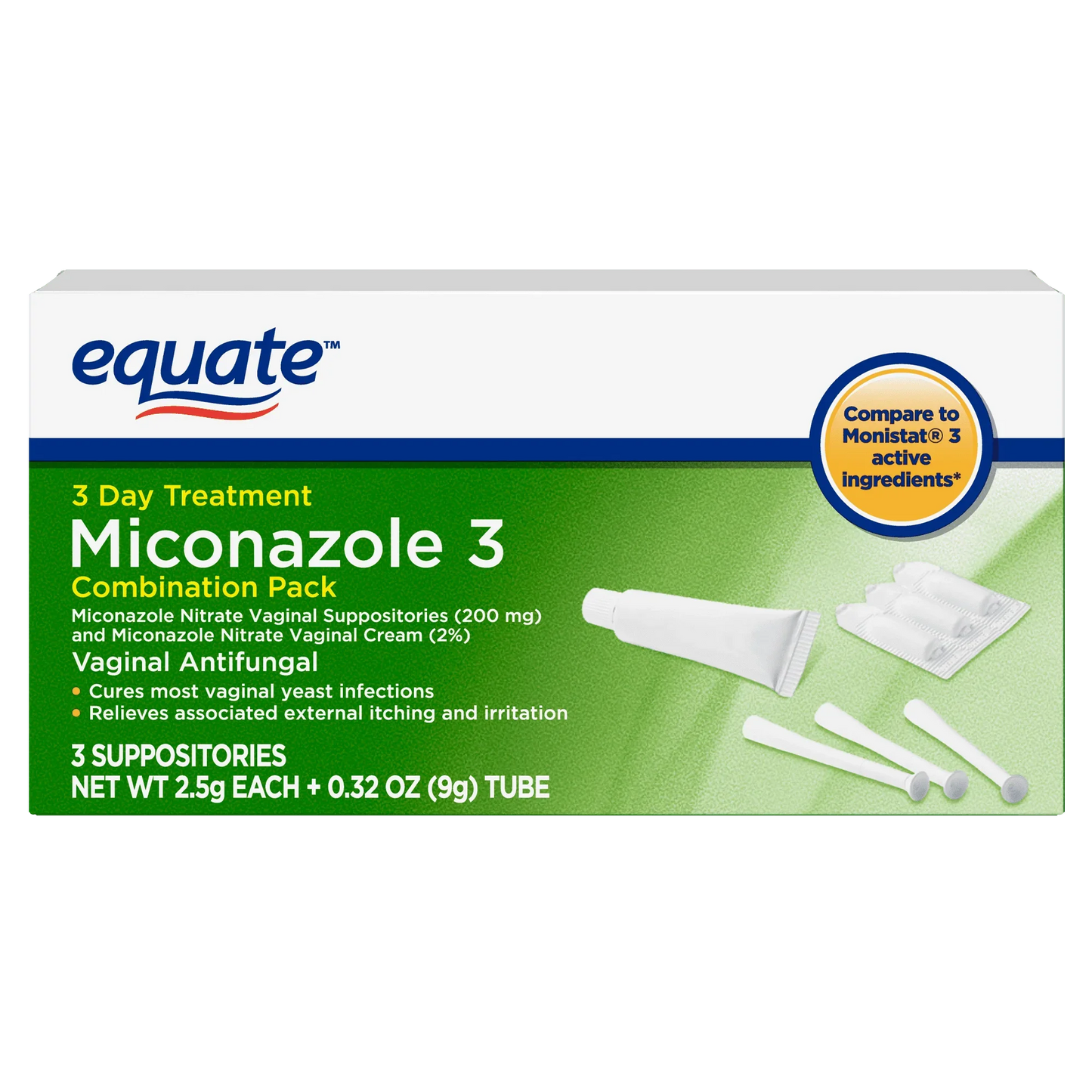 Equate Miconazole 3-Day Yeast Infection Treatment Combo Pack, Suppositories + Cream - Exotic Pro