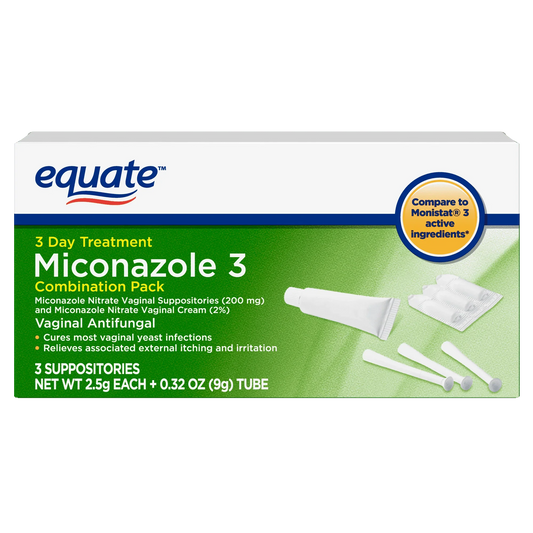 Equate Miconazole 3-Day Yeast Infection Treatment Combo Pack, Suppositories + Cream - Exotic Pro