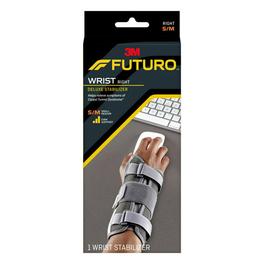 FUTURO Deluxe Wrist Stabilizer – Firm Support for Right Hand, Size S/M