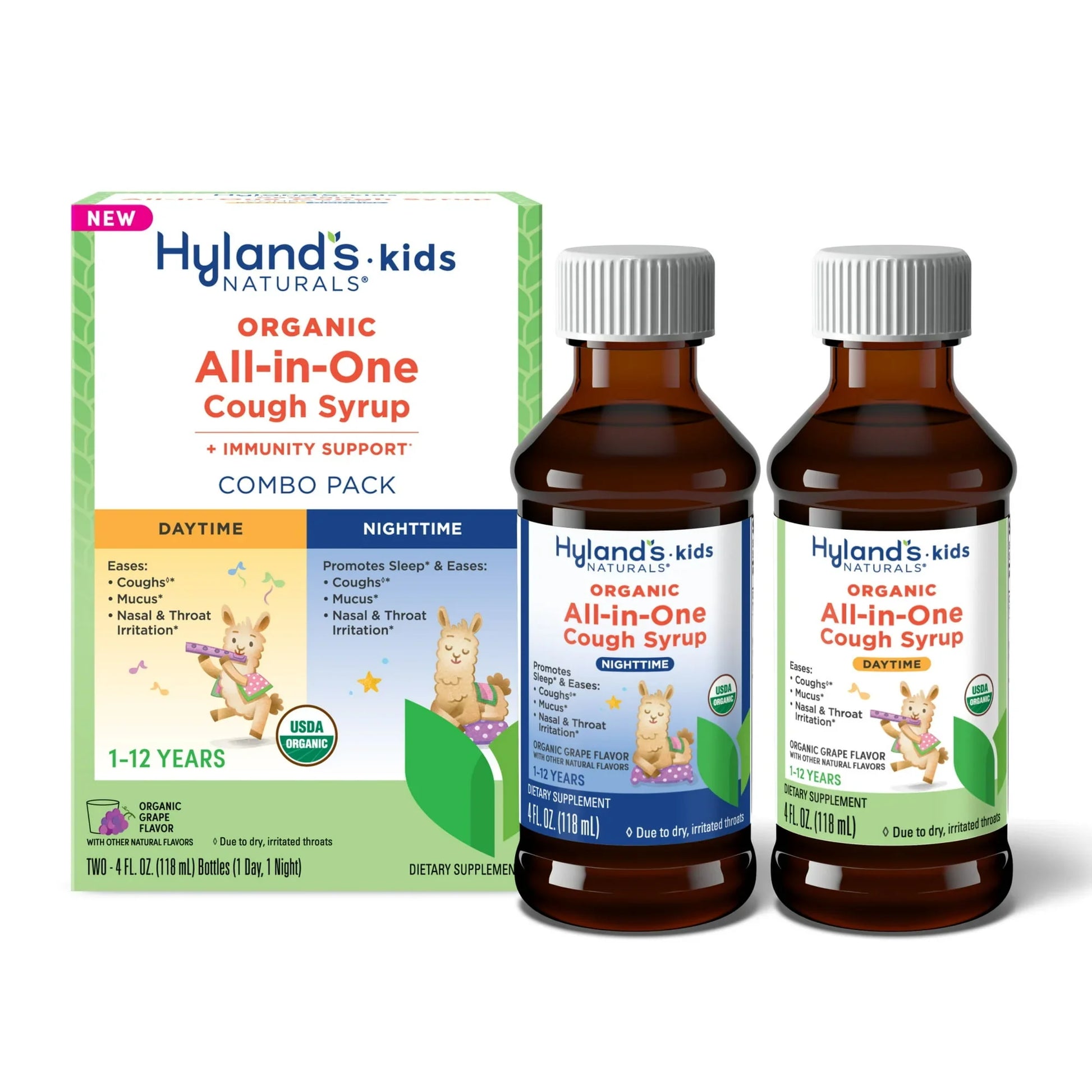 Hyland's Kids Organic All-in-One Cough Syrup – Day & Night Combo, 8 fl oz - Exotic Pro